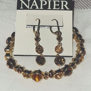 COPY - NWT! Brown Tone Jewels Earrings and Bracelet Set